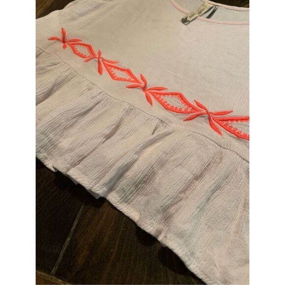 Large BOHO Sleeveless Blouse-Paper Crane-Wht/Orng Embroidered Tank EUC - Picture 2 of 6